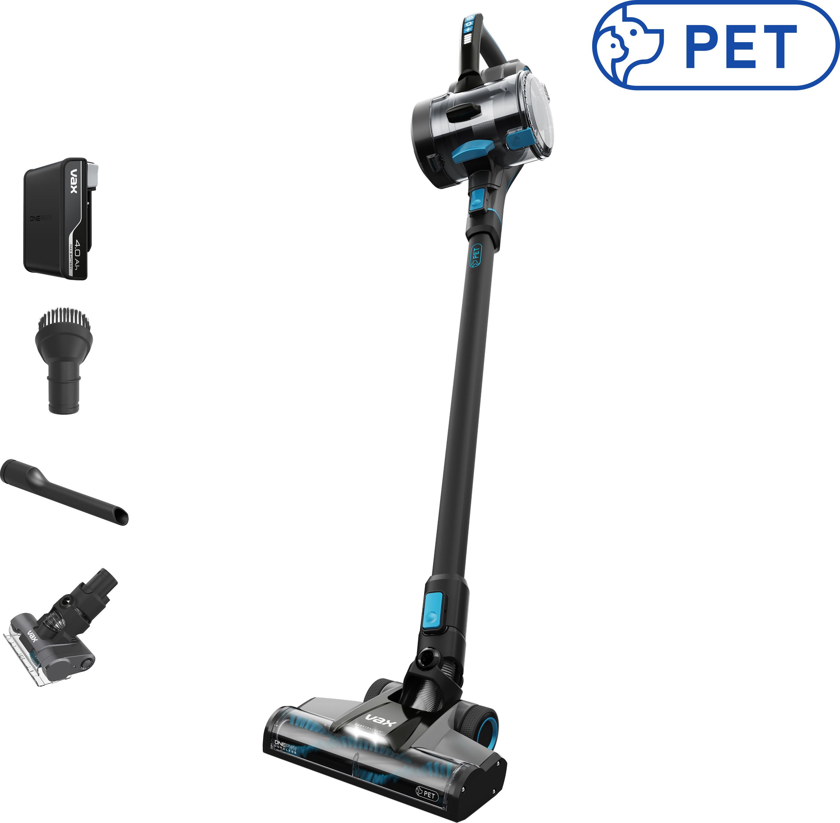 VAX CLSV-B4KP Cordless Stick Vacuum Cleaner - 45 Min Runtime - Silver - HEPA Filter