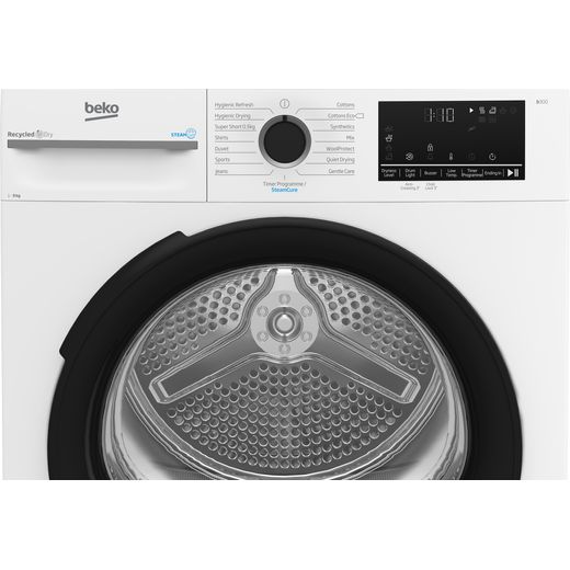 Beko BM3T3944W Heat Pump Tumble Dryer - White - Control panel shot