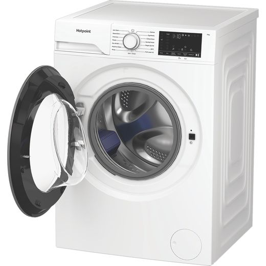 Hotpoint AntiStain HB113ANTISTAINUK 11kg Washing Machine with 1400 rpm - White - left perspective with door open shot 