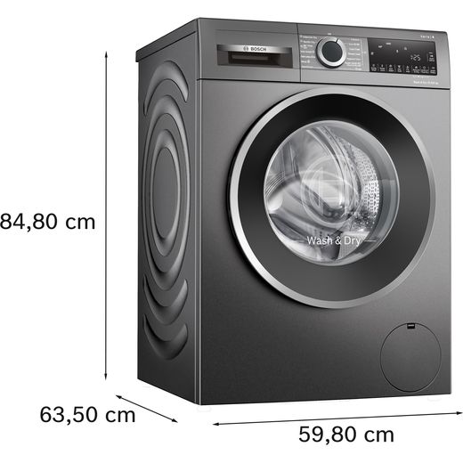 Bosch Series 6 10.5Kg / 6.0Kg Washer Dryer - Graphite - Annotation - Dimensions shot