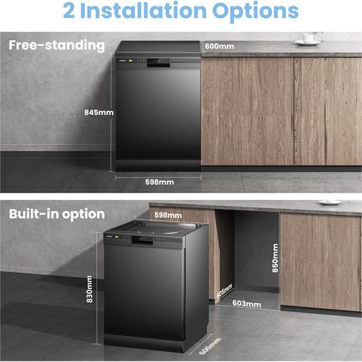 Comfee Standard Dishwasher - Black - Annotation - Installation options