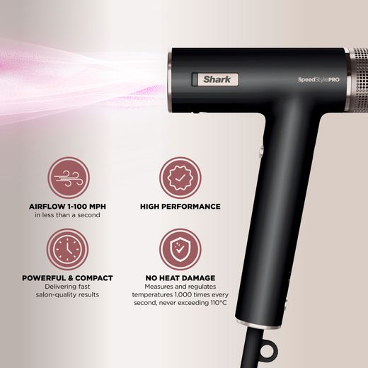 Shark SpeedStyle Pro 3-in-1 HD731UK Hot Air Styler - Black - Annotation - Features