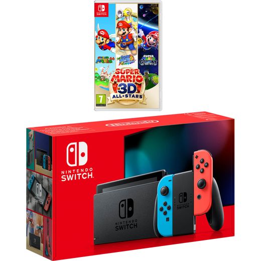 Nintendo 32GB with Super Mario 3D All-Stars - Neon Red/Blue