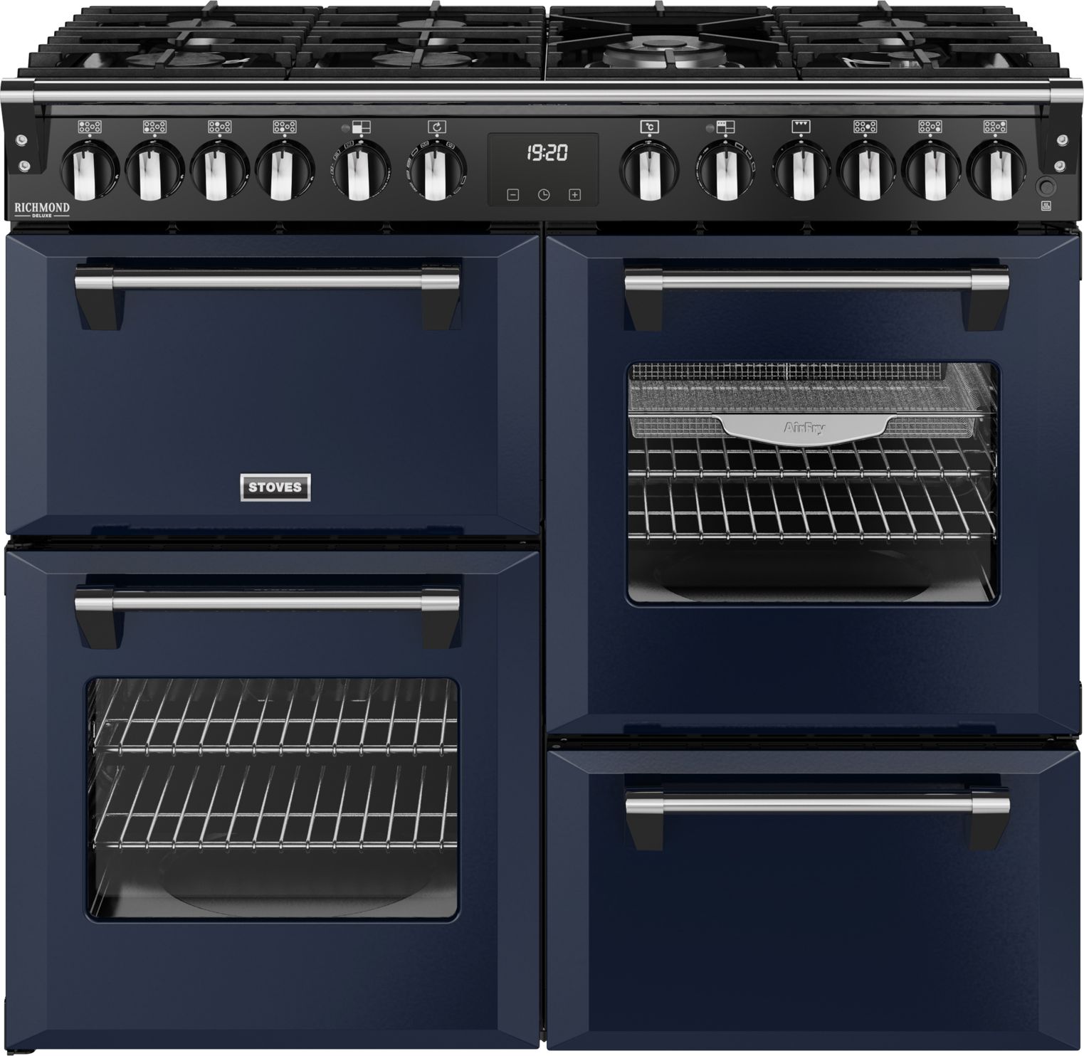 Stoves 100cm 4 Oven Range Cooker Gas Hob - Midnight Blue - 7 Burner