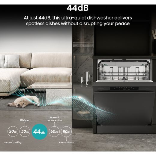 Hisense Hi4 Standard Dishwasher - Black - Annotation - noise shot