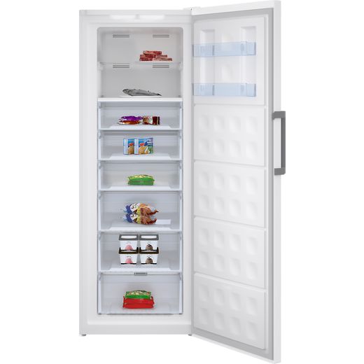 Beko Upright Freezer - White - Front with door open shot
