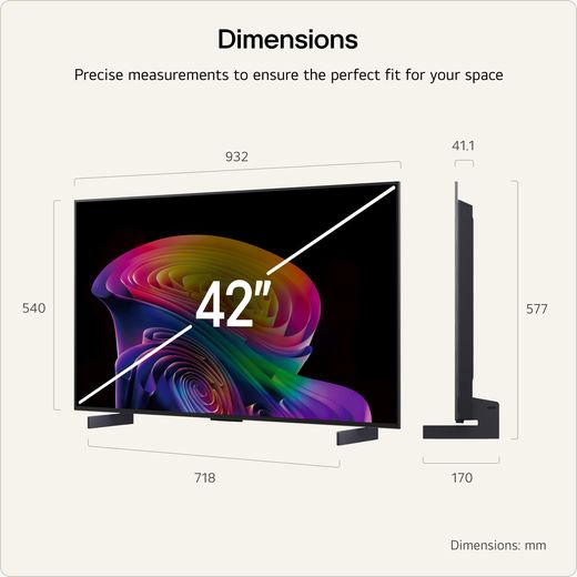 LG evo AI C6 42" 4K Ultra HD OLED Smart TV - Annotation - dimesons shot