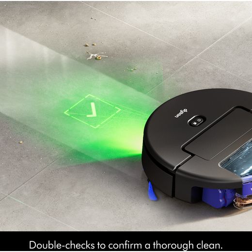 Dyson Spot+Scrub AI Robotic Vacuum Cleaner - Purple / Black - Annotation - Double checks to confirm a thorough clean