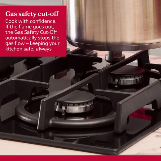 NEFF N70 T26PIP4S0 59cm Gas Hob - Black - Annotation - gas safety cut off shot