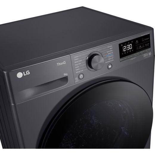 LG FDV709GN Wifi Connected Heat Pump Tumble Dryer - Slate Grey - Control panel shot