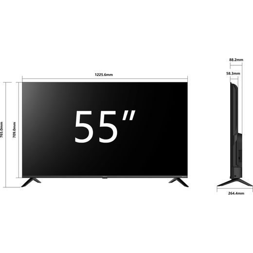 Veltech 55" 4K Ultra HD DLED Smart Roku TV - annotation - dimension shot 
