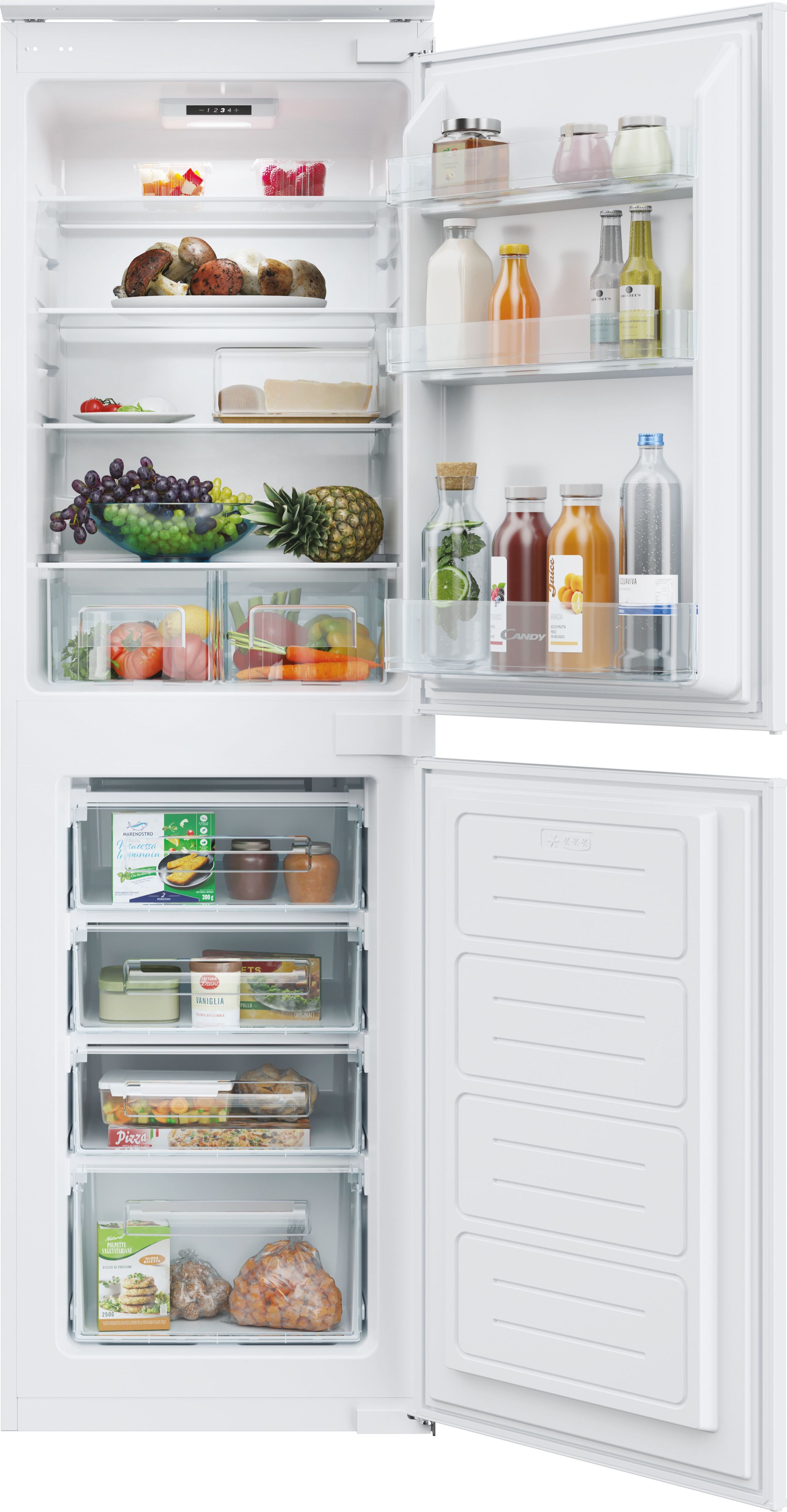 Candy CB50S518EK 177cm High 50/50 Integrated Fridge Freezer with Sliding Door Fixing Kit - White - E Rated, White