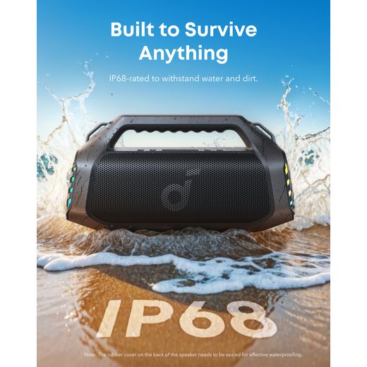 Soundcore Boom 2 Pro Bluetooth Speaker - Black - Annotation - built to survive shot