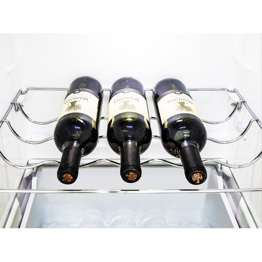 Hisense Integrated 50/50 Frost Free Fridge Freezer with Sliding Door Fixing Kit - White - Close up wine rack shot