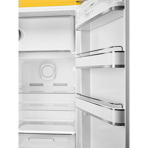 Smeg Right Hand Hinge FAB28RYW6 153cm High Small Fridge with Ice Box - Yellow - Internal shot