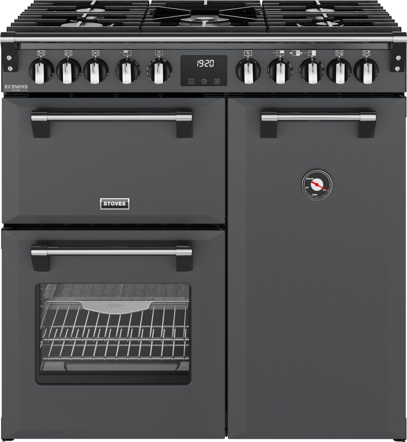 Stoves Richmond DX 90DF 90cm Dual Fuel Range Cooker - Anthracite - A Rated, Grey