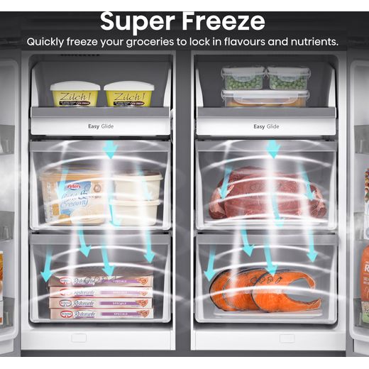 Hisense Pureflat Infinite American Fridge Freezer - Stainless Steel - Annotation - Super freeze shot