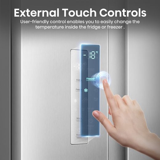 Hisense American Fridge Freezer - Stainless Steel - Annotation - External touch controls