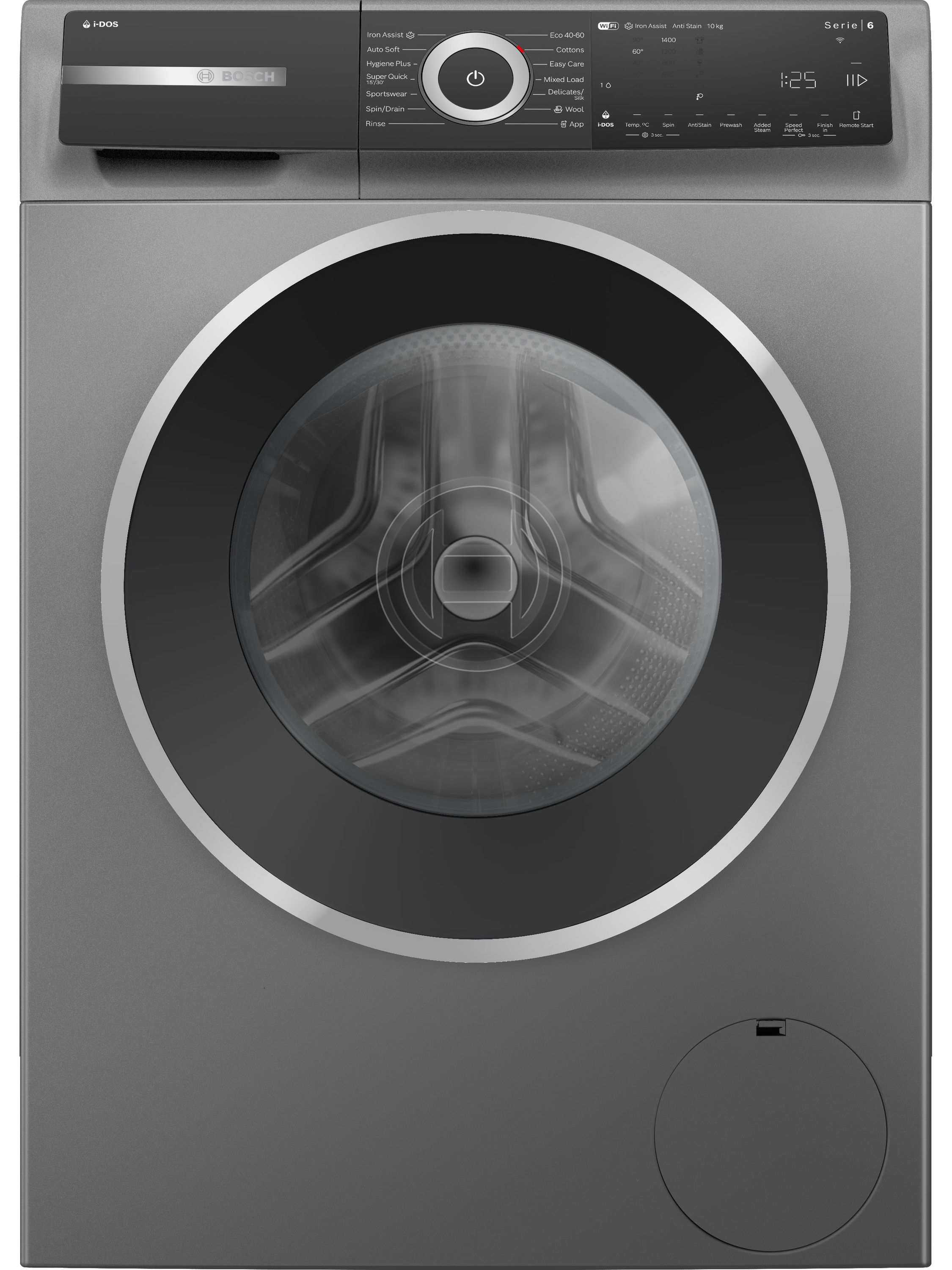 Image of Bosch Series 6 i-Dos WGH254ARGB 10kg WiFi Connected Washing Machine with 1400 rpm - Graphite - A Rated, Silver