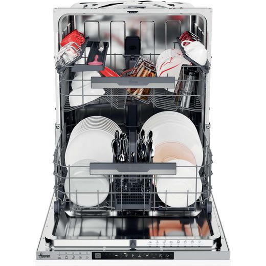 Hoover H-DISH 500 Fully Integrated Standard Dishwasher - Silver - front with door open shot