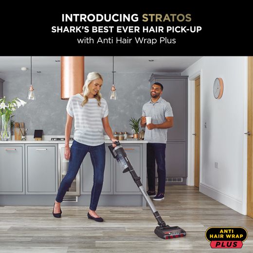 Shark Stratos with Anti-Hair Wrap Plus & Clean Sense IQ IZ420UKT Cordless Vacuum Cleaner with up to 120 Minutes Run Time - Charcoal Grey / Silver - Stratos hair pick up