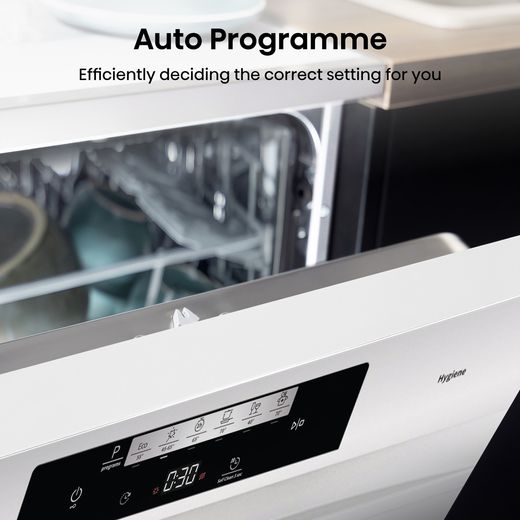 Hisense Standard Dishwasher - White - Annotation - Auto programme shot