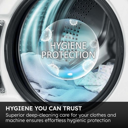 Haier X5 HW130-BP14357UUK 13kg Washing Machine with 1400 rpm - White - Annotation - Hygiene programme shot