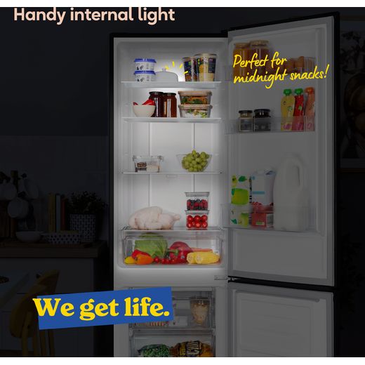 Russell Hobbs RH181TNF552E1B 181cm 60/40 Frost Free Fridge Freezer - Black - Annotation - internal light shot