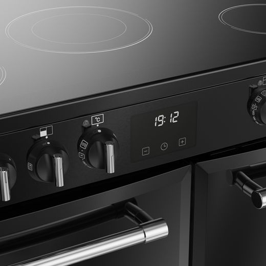Belling Farmhouse 90E 90cm Electric Range Cooker with Ceramic Hob - Black - Close up shot 
