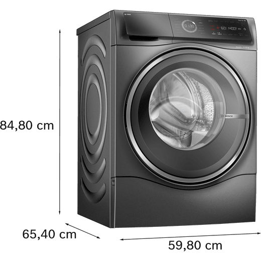 Bosch Series 8 i-Dos WNC254ARGB Wifi Connected 10.5Kg / 6Kg Washer Dryer with 1400 rpm - Graphite - dimensions