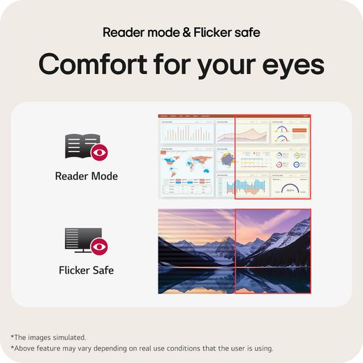 LG 23.8" Full HD 120Hz Monitor - Black - Annotation - eye comfort shot