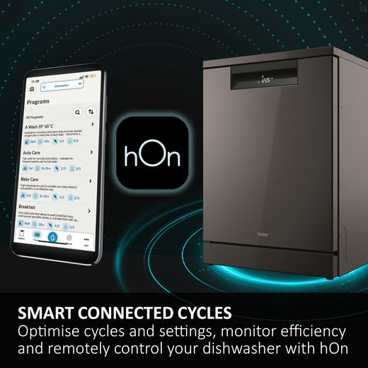 Haier I-PRO SHINE SERIES 5 - Biovitae Collection Standard Dishwasher - Stainless Steel - Annotation - Hon app shot