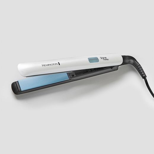 Remington S8500 Hair Straighteners - White / Blue - Straighteners on grey surface