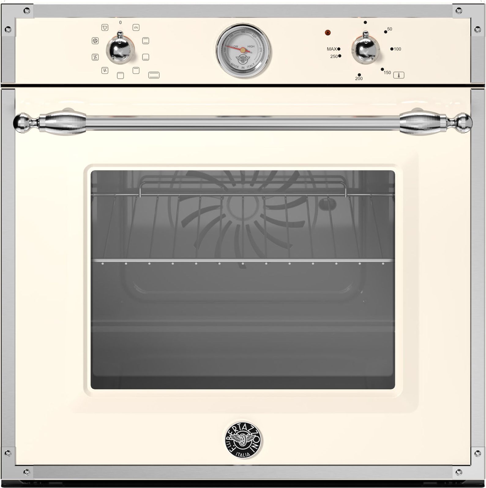 Bertazzoni F609HEREKTAX Built-In Electric Single Oven - 76L - Ivory/Stainless Steel