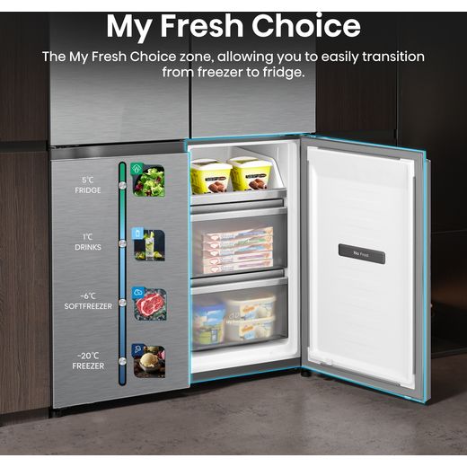 Hisense American Fridge Freezer - Silver Glass - Annotation - My fresh choice
