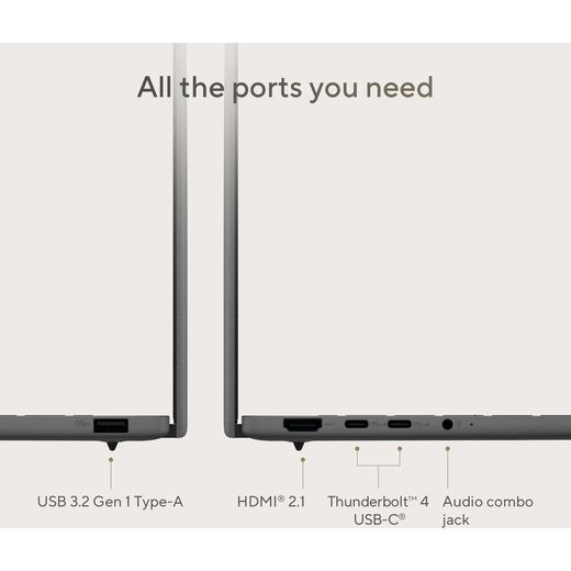 ASUS Zenbook A14 OLED 14" Laptop - Qualcomm Snapdragon®, 1TB SSD, 16 GB RAM - Beige - Annotation - Port shot