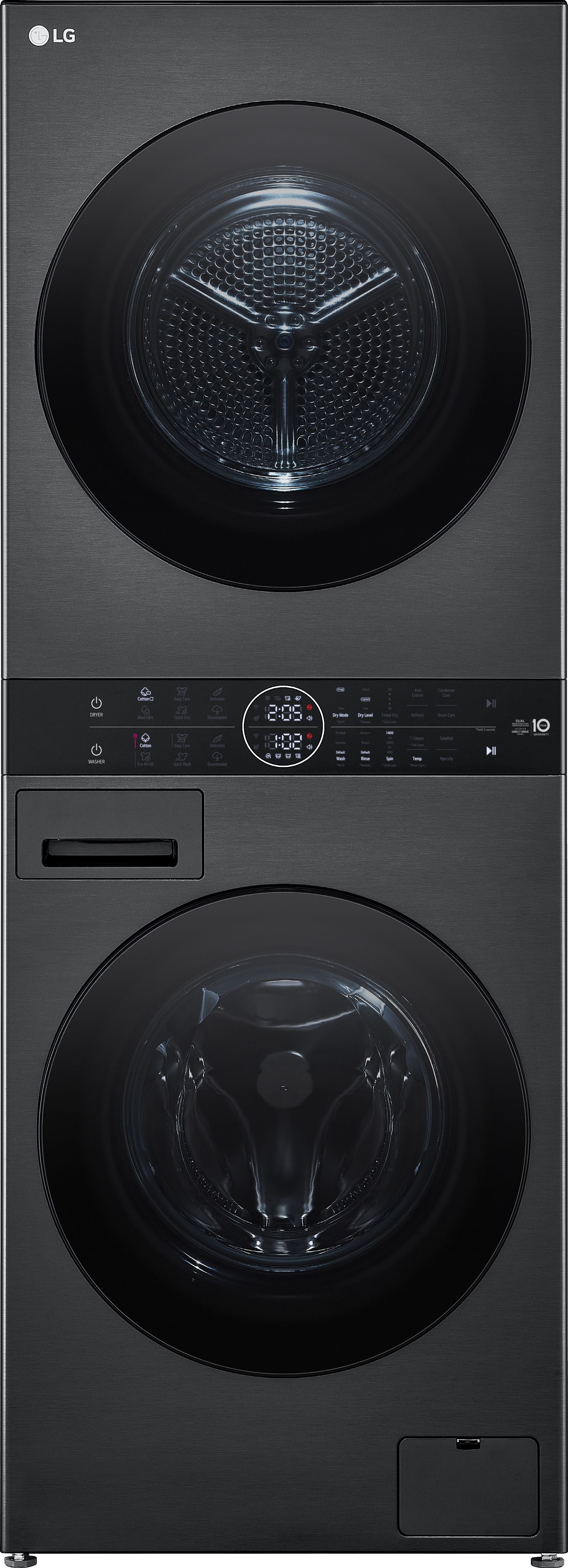 Image of LG WashTower™ AI Direct Drive™ WT1210BBTN1 Wifi Connected 12Kg/10Kg Washer Dryer with 1400 rpm - Platinum Black - A Rated [Wash&Dry], A Rated [Wash Only], Black