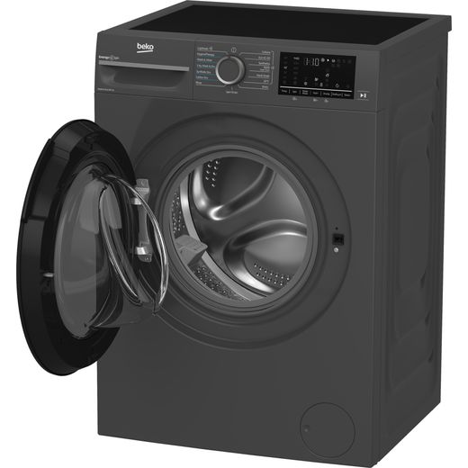 Beko / Washer Dryer - Anthracite - Left perspective with door open shot 