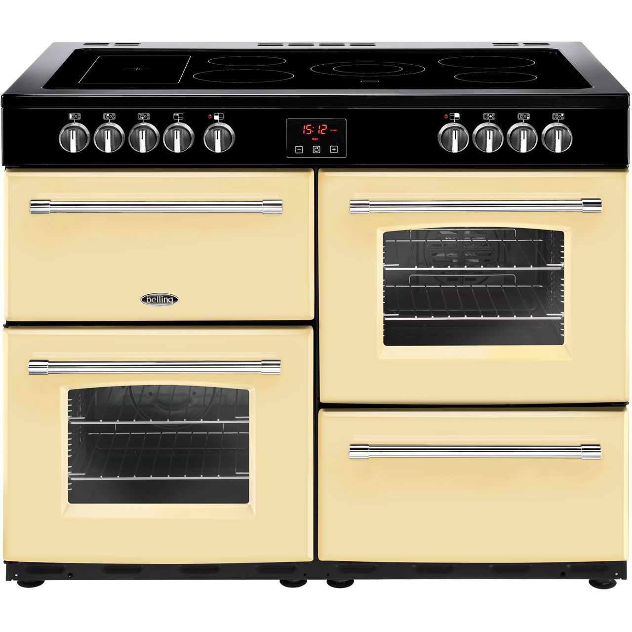 Belling Farmhouse110E 110cm Electric Range Cooker with Ceramic Hob - Cream - A/A Rated, Cream