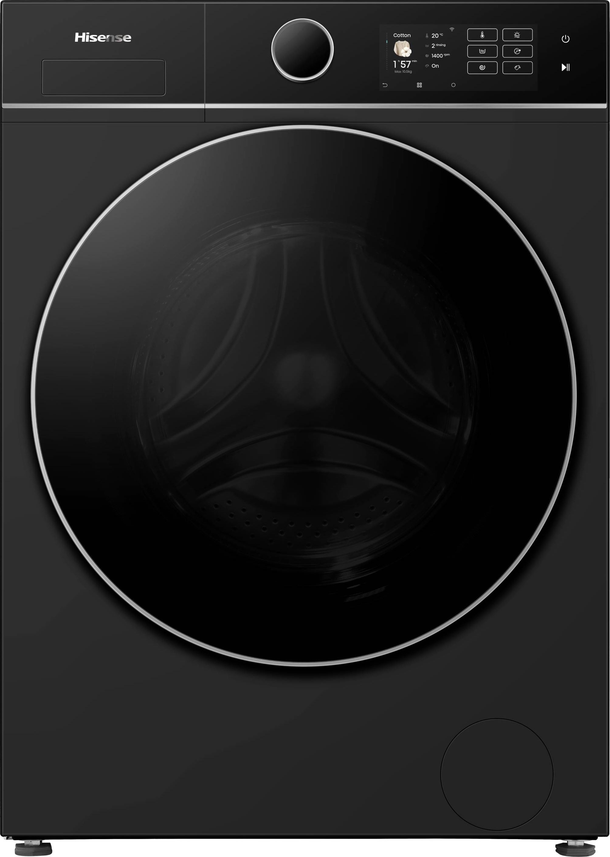 Image of Hisense 5i KitchenFit Series WD5I1045BBQ Wifi Connected 10.5Kg/6Kg Washer Dryer with 1400 rpm - Black - D Rated [Wash&Dry], A Rated [Wash Only], Black