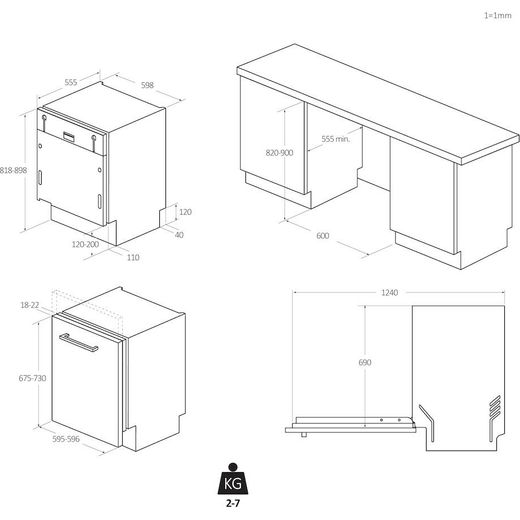Candy RapidÓ Fully Integrated Standard Dishwasher - Silver - Annotation - Dimeson shot 