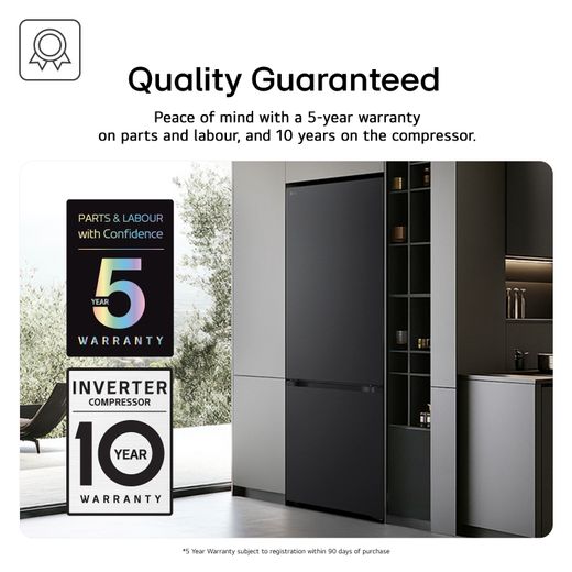 LG Fit & Max GBBW726AEV Wifi Connected 203cm 70/30 Total No Frost Fridge Freezer - Essence Black Steel - Warranty