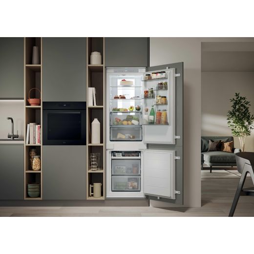Hoover H-FRIDGE 600 Integrated 70/30 Total No Frost Fridge Freezer with Sliding Door Fixing Kit - White - Fridge freezer in kitchen shot