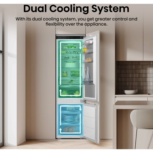 Hisense InvisibleFresh RB5B280SSWC Wifi Connected 193cm 60/40 Integrated Fridge Freezer with Fixed Door Fixing Kit - White - Annotation - Dual cooling system