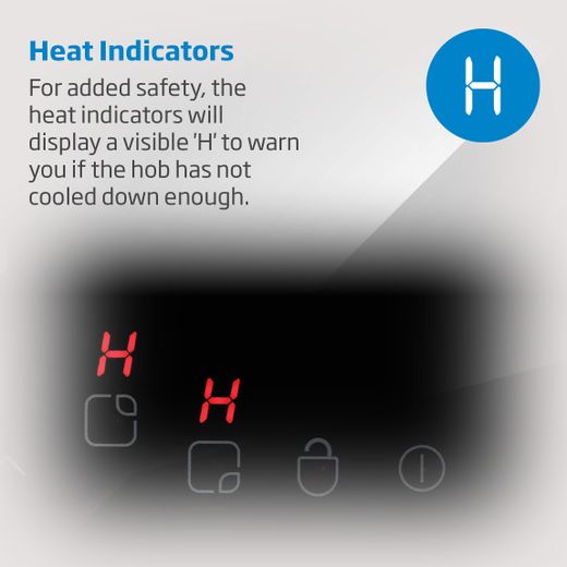 Beko 58cm Ceramic Hob - Black - Annotation - Heat Indicators