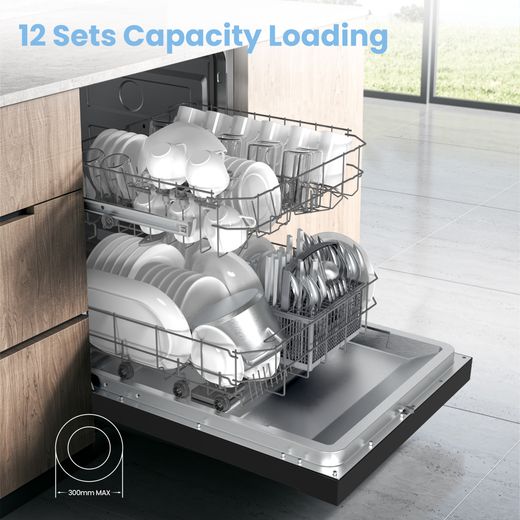 Comfee Standard Dishwasher - Black - Annotation - 12 sets capacity