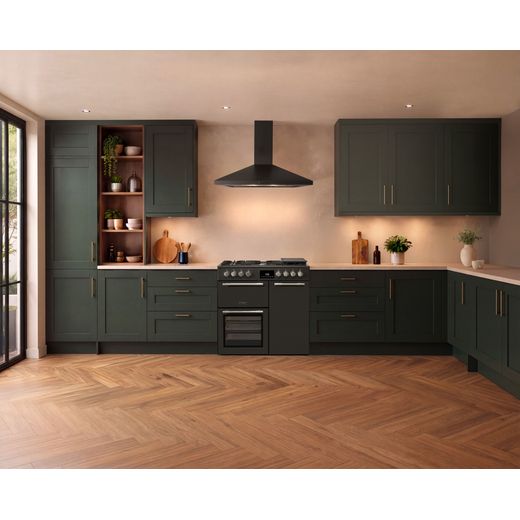 Hotpoint RH90FA20A 90cm wide Dual Fuel Range Cooker with Gas Hob - Anthracite - range cooker in kitchen shot