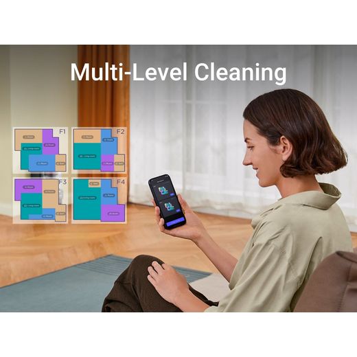 Eureka E20 Robotic Vacuum Cleaner - Graphite / Purple - Annotation - multi level cleaning 