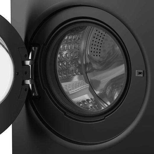 Hoover Pro Wash Series 3 HBWR 4106B8J-80 Wifi Connected 10Kg / 6Kg Washer Dryer with 1400 rpm - Black Steel - close up drum shto