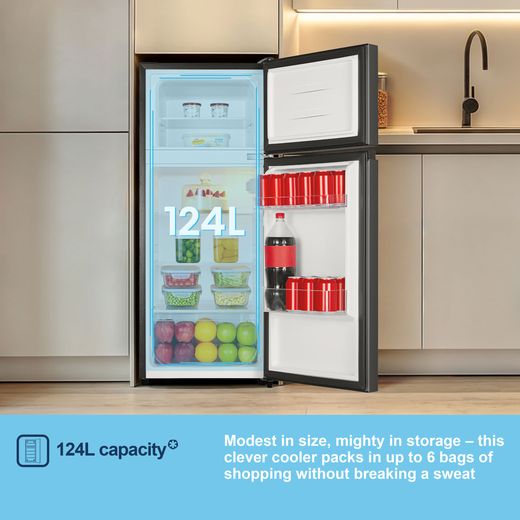 Fridgemaster MTM48120EB 117cm 80/20 Small Fridge Freezer - Black - Annotation - Capacity shot